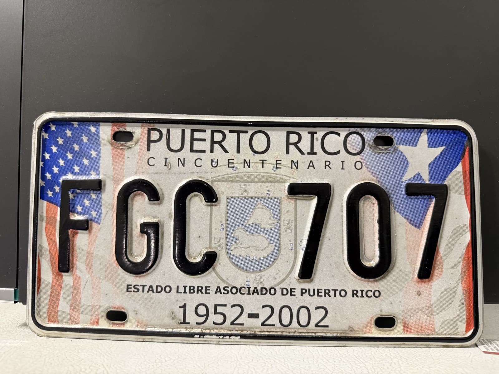 Puerto Rico License Plate 1952 2002 Anniversary Cincuentenario FGC 707