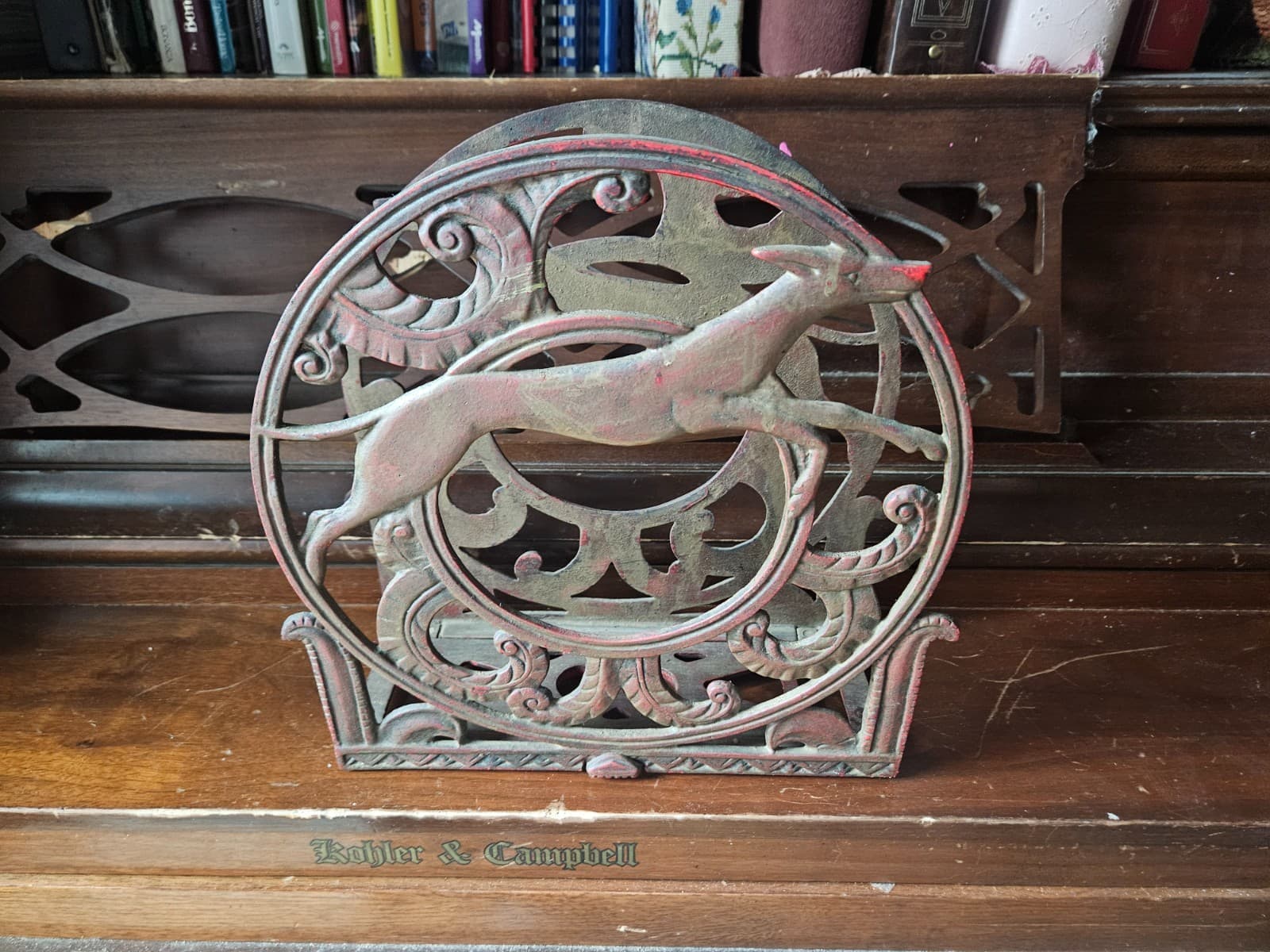 Stunning Art Deco Greyhound Cast Iron Magazine Rack 1920s