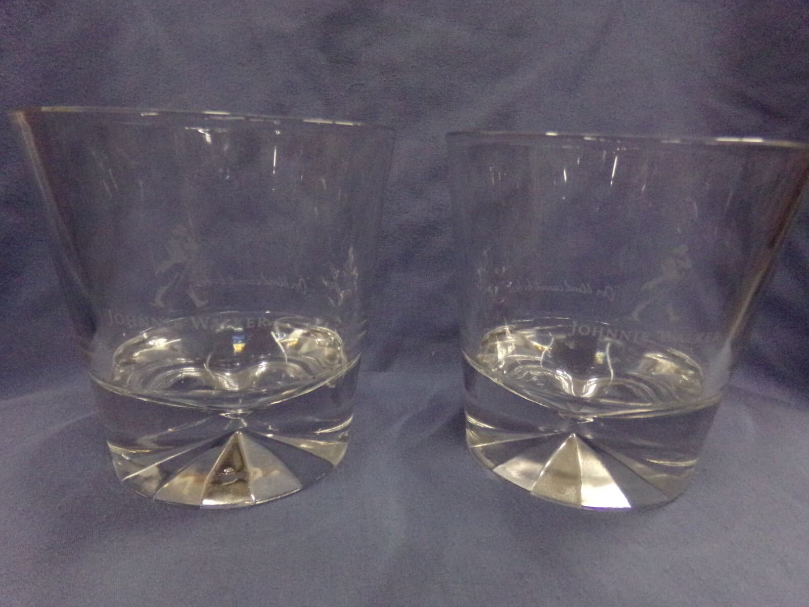 Johnny Walker Whiskey Diamond Base Prism Rock Drinking Glasses Set Of 2