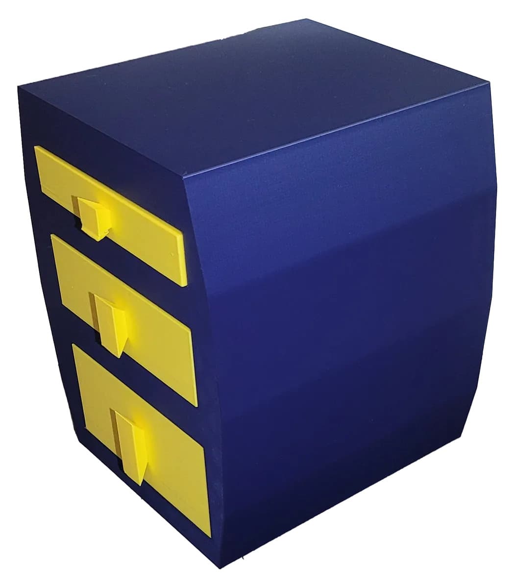 3 Drawer Desktop Organizer/Navy Blue/Yellow/Matte/Modern/Bedroom/Bathroom Decor