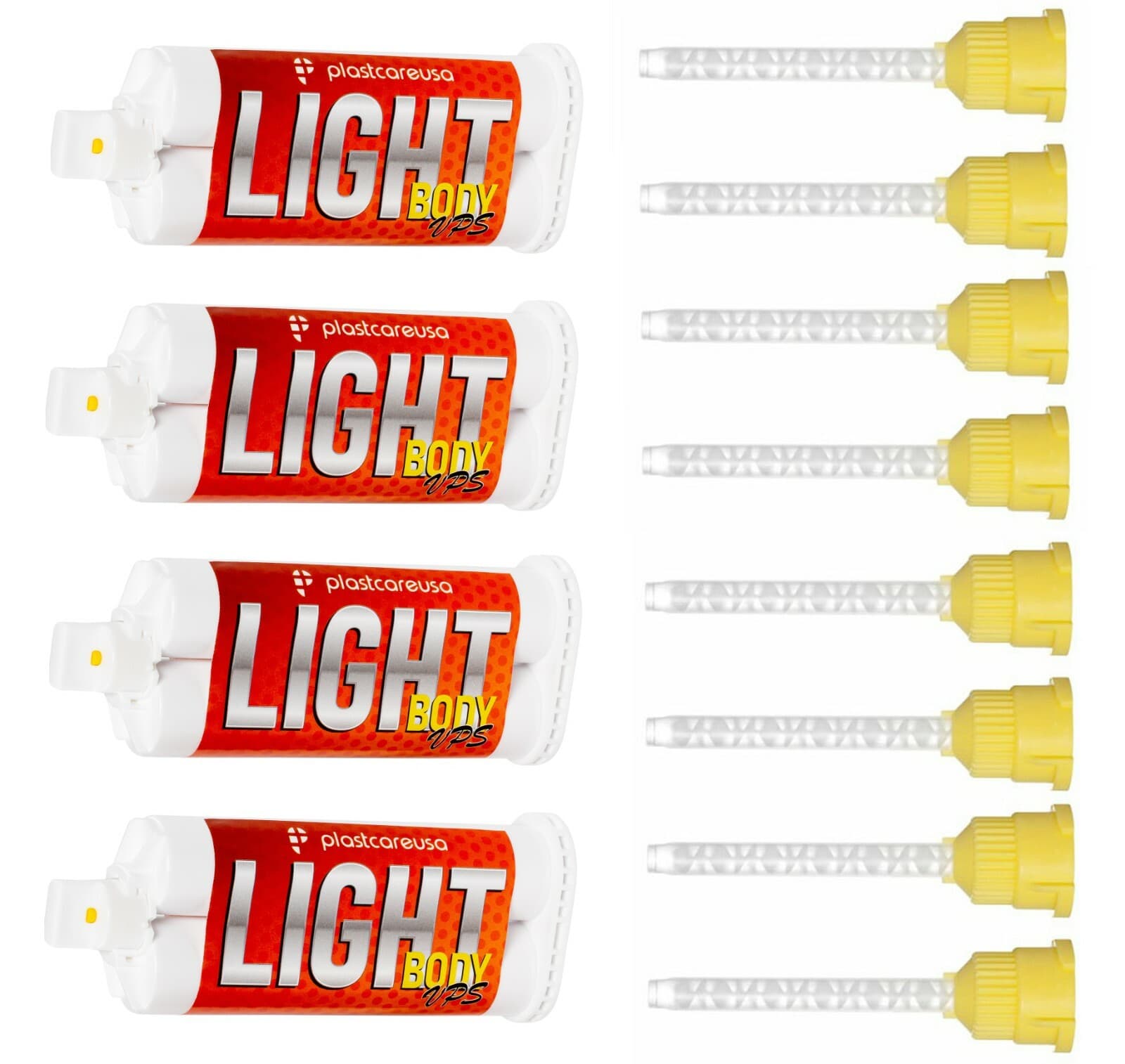 Dental Impression Material VPS Light Body Fast Set (4 Cartridge & 8 Tips) PVS