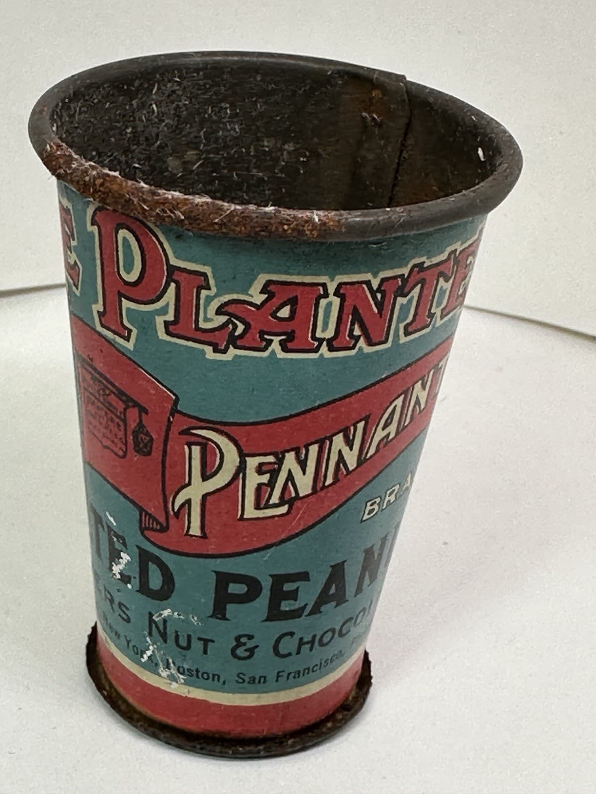Rare Antique Advertising | PLANTERS PEANUTS 5¢ SAMPLE CUP | Tin Litho Scoop