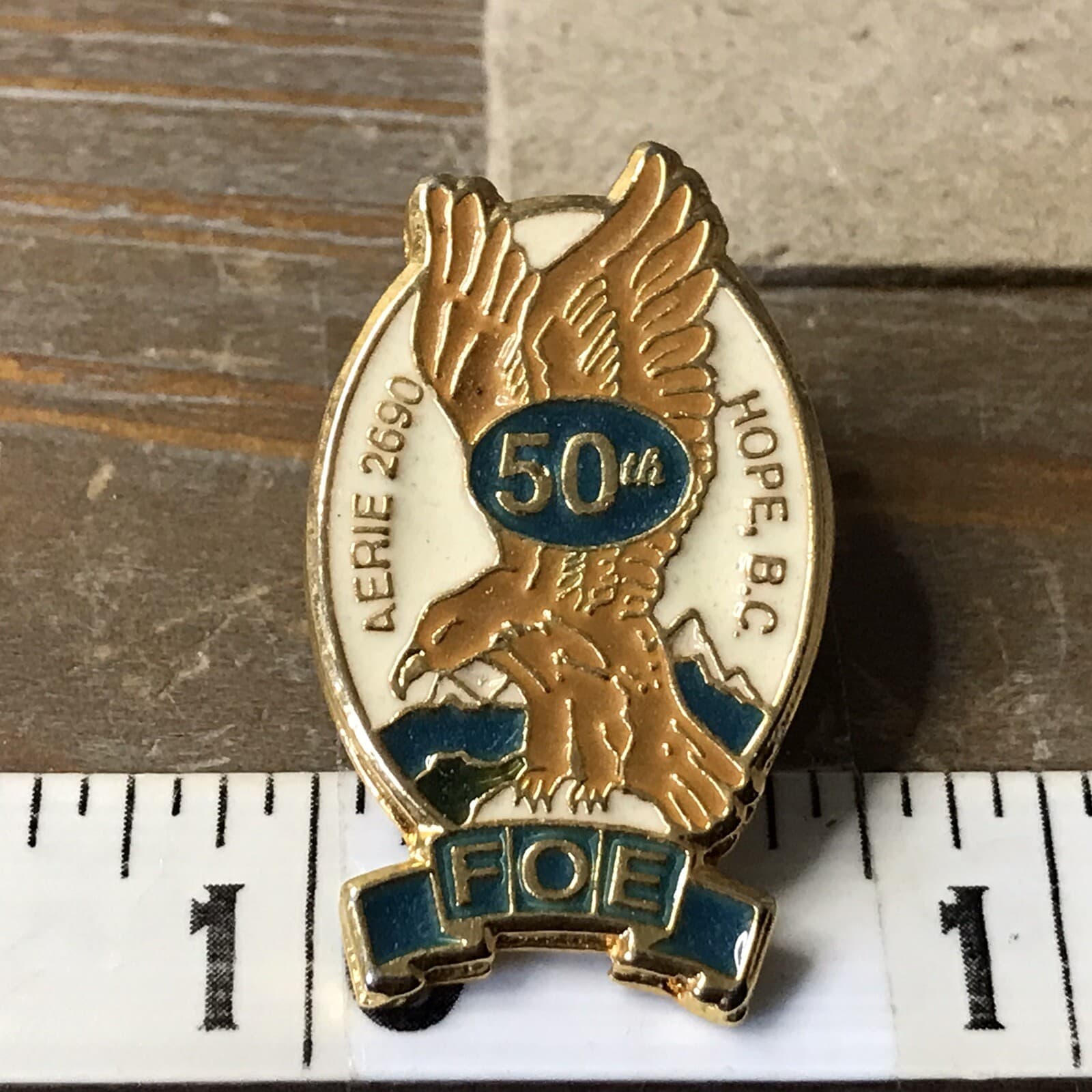 Fraternal order of Eagles Aerie 2690 hope BC 50th lapel pin ~SE1~