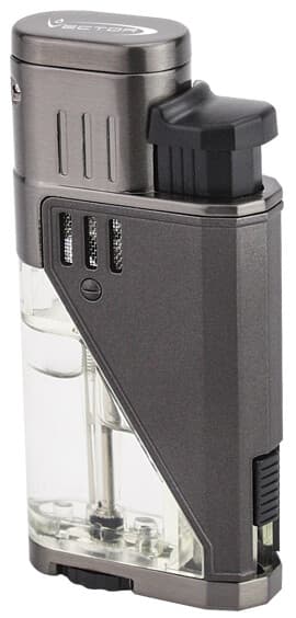 Gray Matte Vector Twister Dual Flame Jet Torch Cigar Butane Lighter - 9311