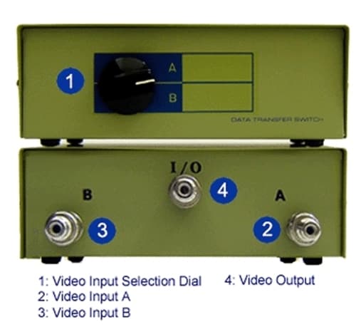 2 In 1 Out Analog RCA BNC Video Manual Switcher