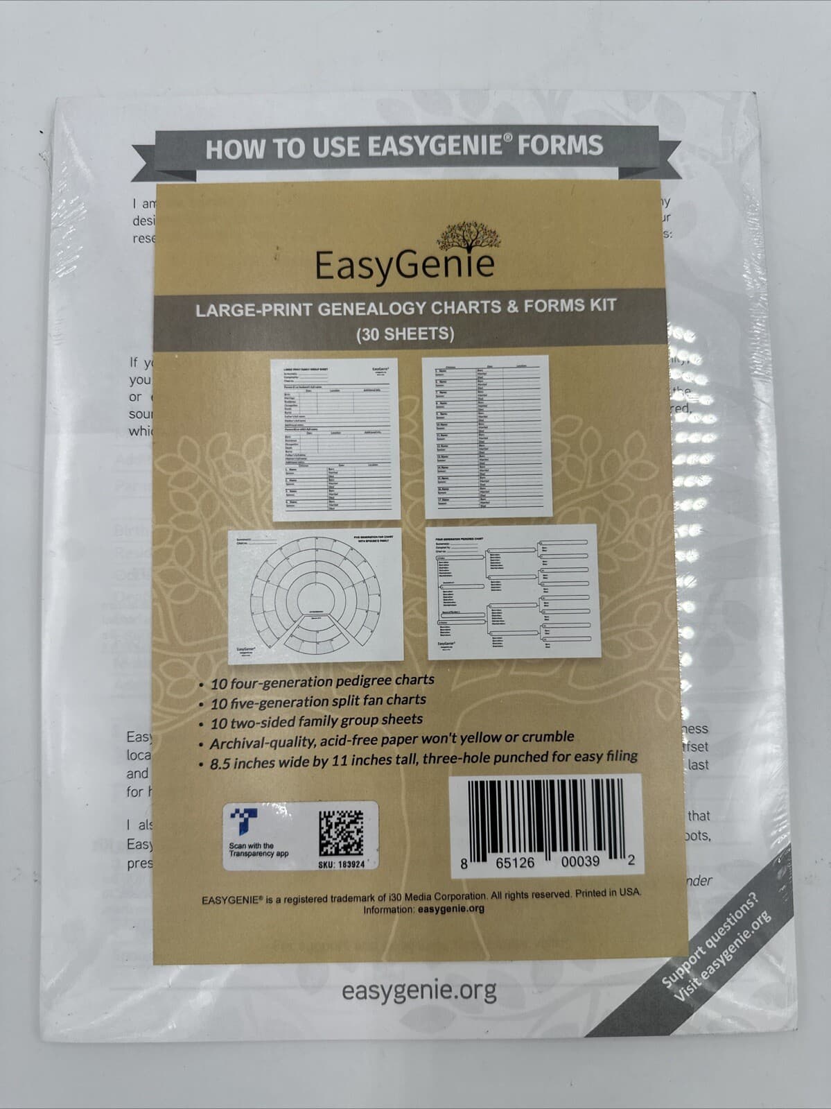 LARGE PRINT Genealogy Charts And Forms Kit Sheets for Ancestry (30 Sheets)