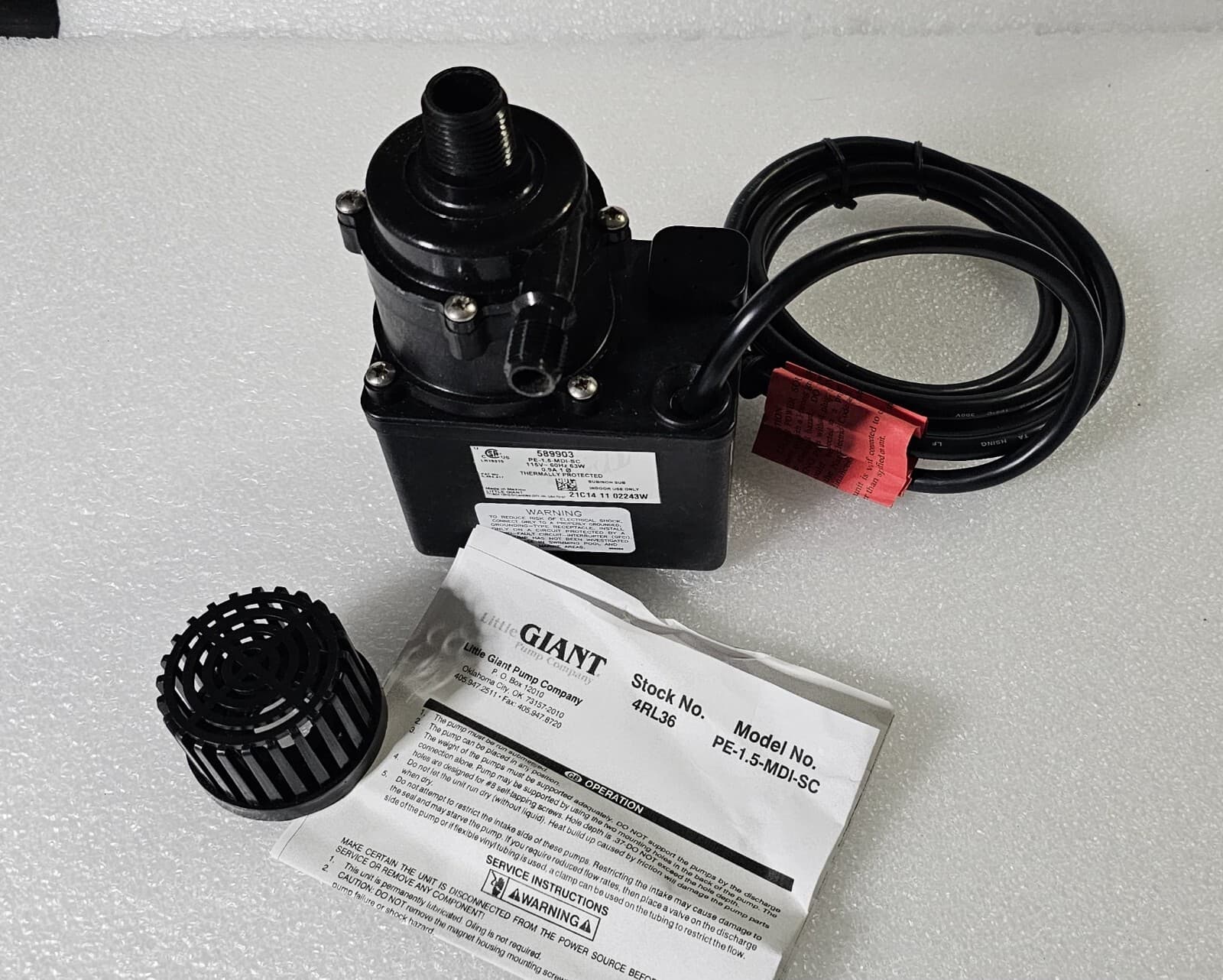 Little Giant 589204 PE-1.5-MDI-SC Magnetic Drive Pump 1/35HP 1/4 MNPT x 1/2 MNPT