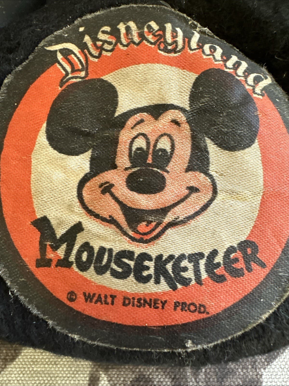 Vintage MOUSEKETEER Mickey Mouse Ears Cap w/name (Colin) on Back. Frm Disneyland