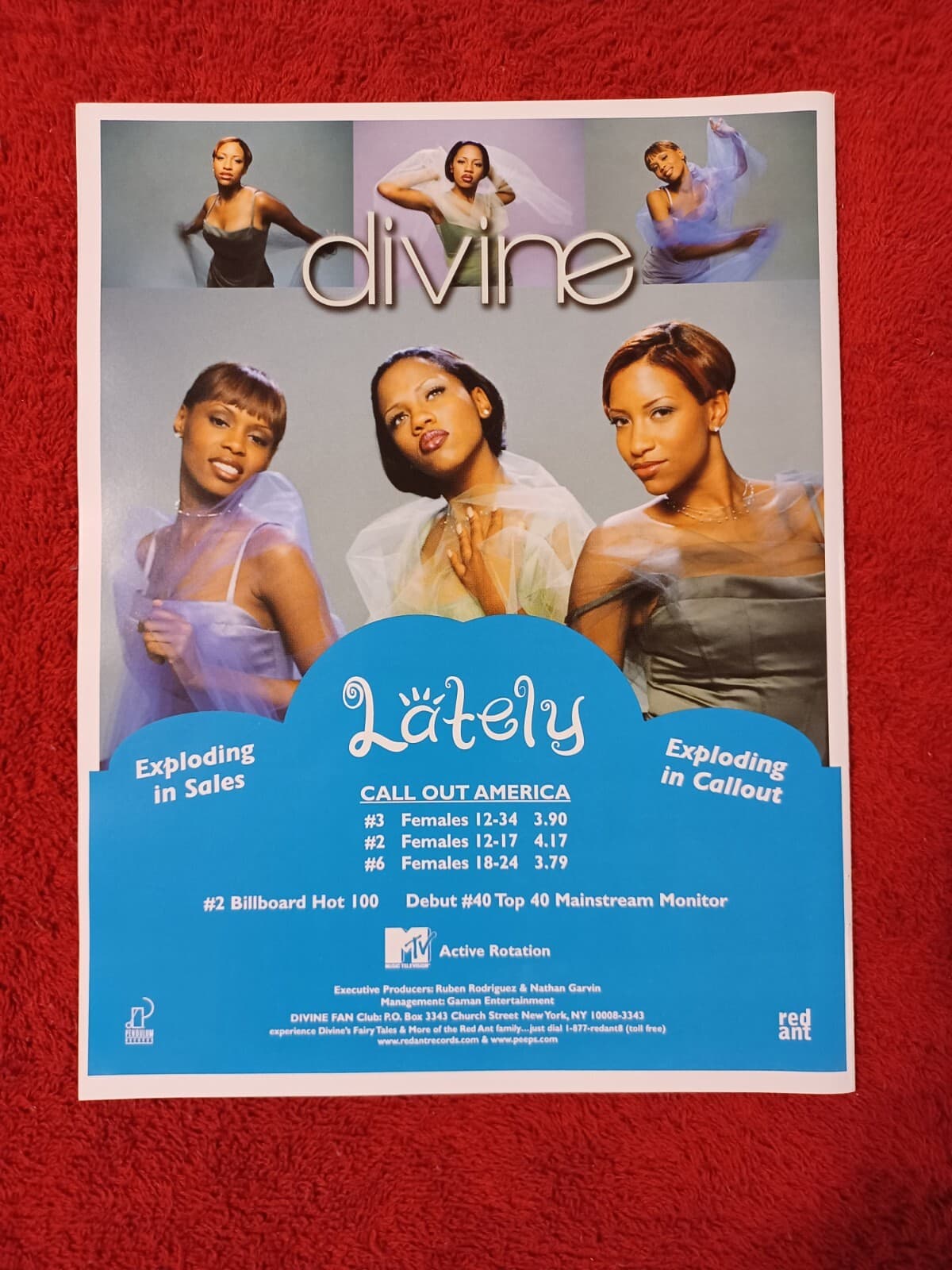 DIVINE - 1998 US Full-Page Ad 'Lately' Single Release (HITS Magazine)