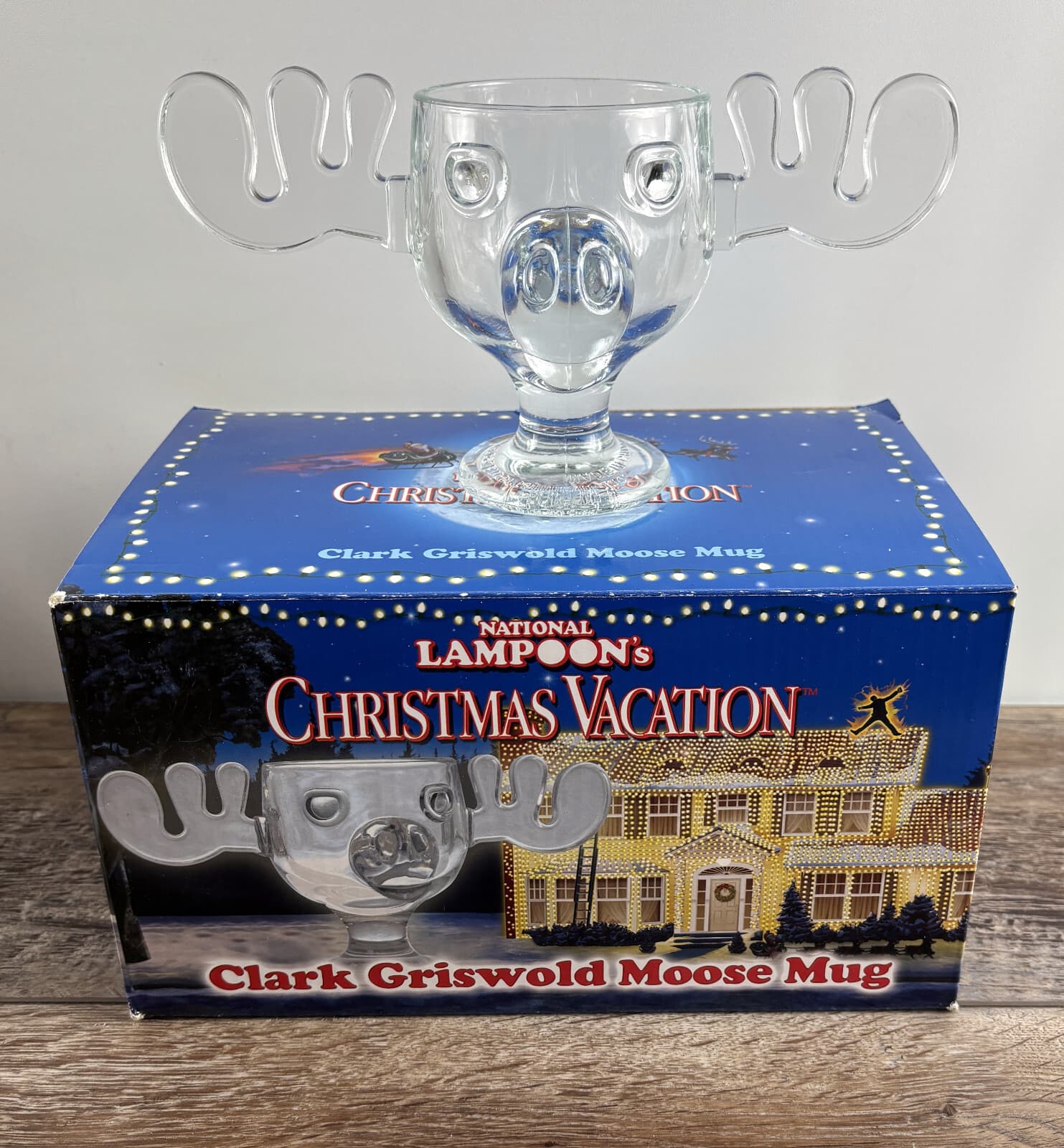 National Lampoon Christmas Vacation Clark Griswold Moose Mug Glass Original Box