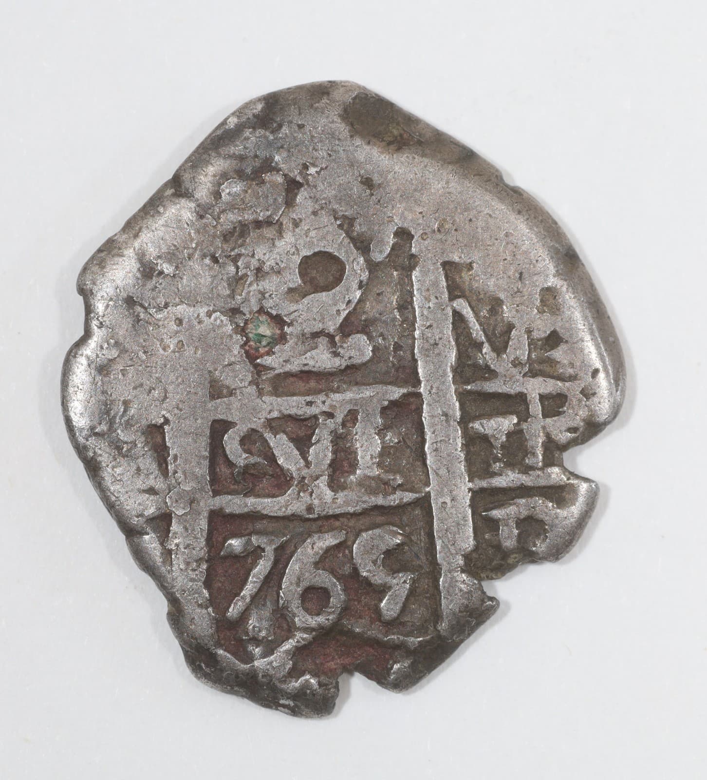 1765 2 Reales Cob Spanish Bolivia Charles III, 6.4g, KM43