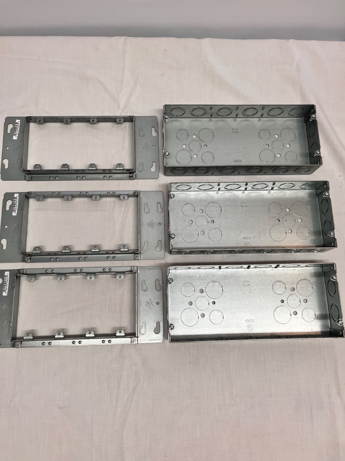 Lot of 3 Hubbell RACO 953 & 823 4-Gang Switch Box 1-5/8" 4 Gang Mud Ring🔥💍⚡️