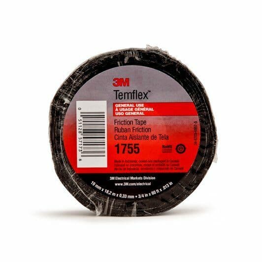 3M™ 57173 Temflex™ Cotton Friction Tape 3M 1755, 3/4 in x 60 ft, Black