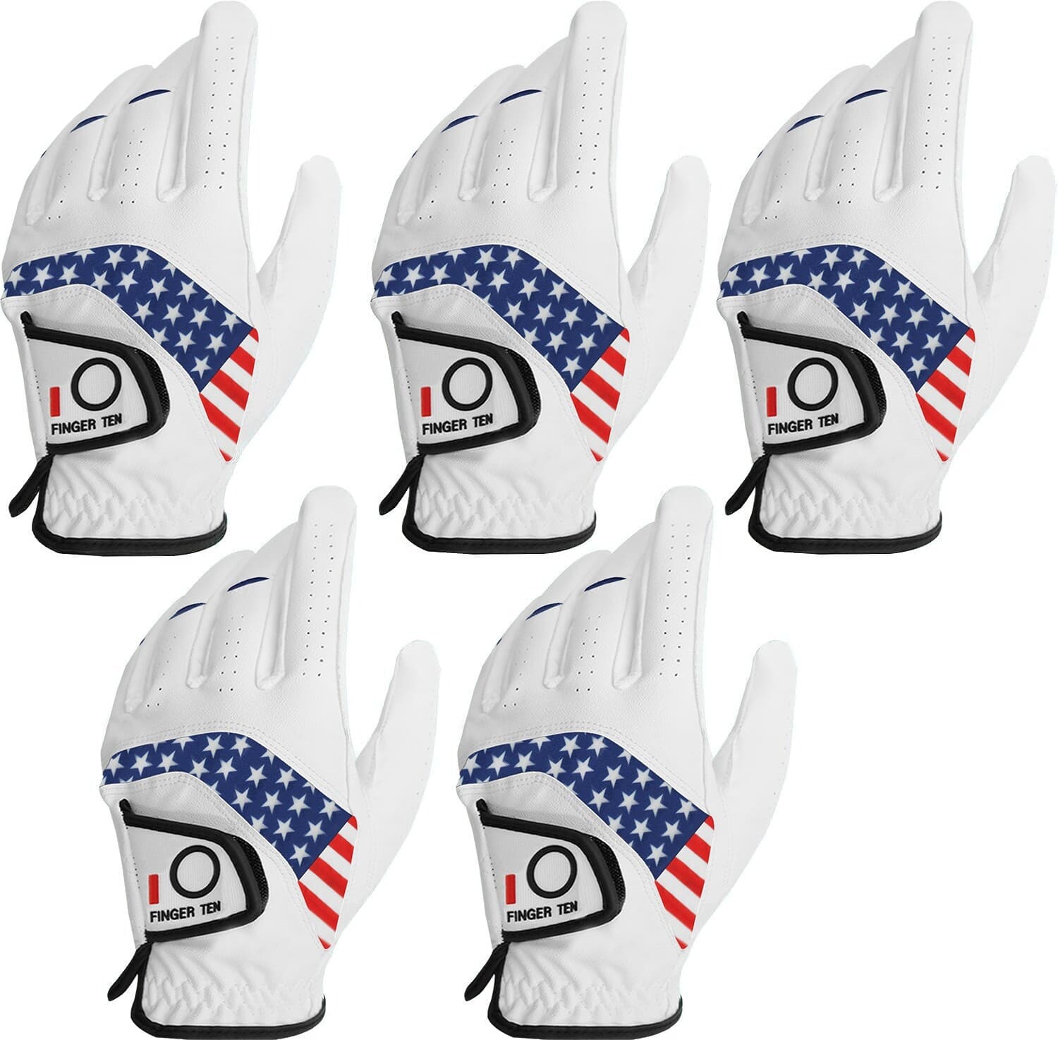 Cabretta Leather Golf Glove Men's Regular Sizes (5 - Pack) Left Hand Right