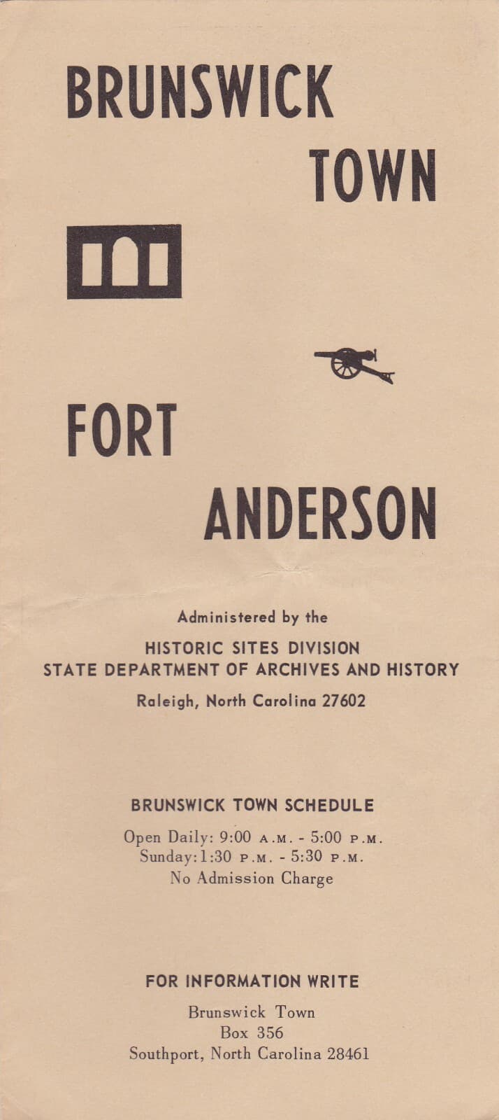 1968 Fort Anderson North Carolina State Historic Site Brochure