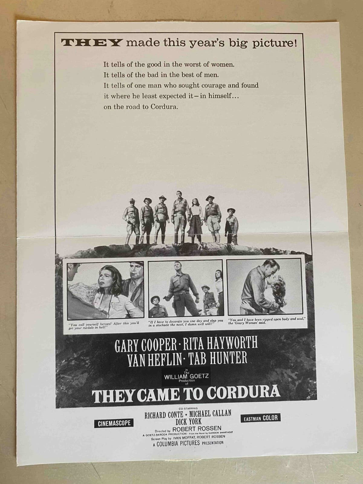 They Came to Cordura Release Schedule September 1959 Gary Cooper, ultra rare!