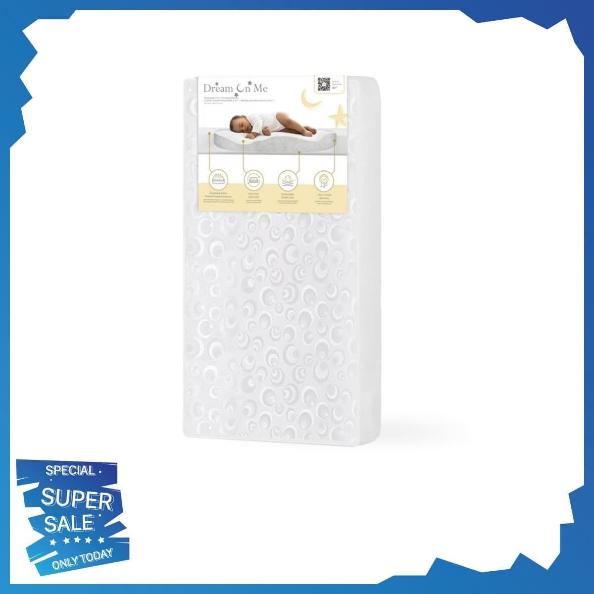 Dream on Me, 2-In-1 Breathable Foam Two-Sided 3" Mini/Portable Crib Mattress