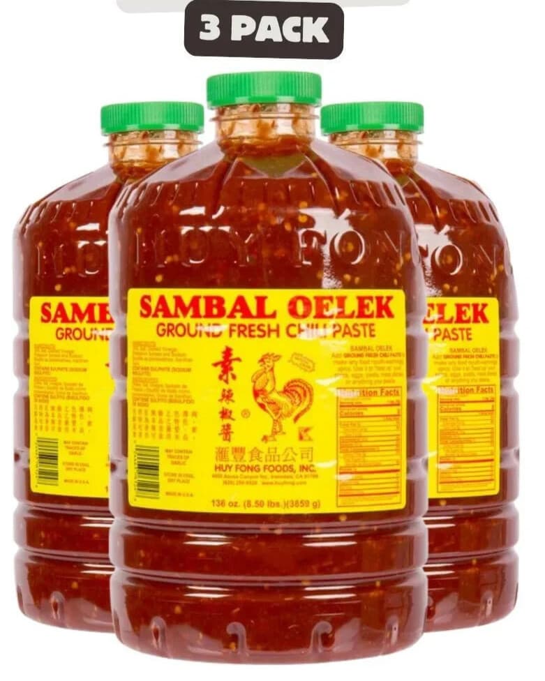 Huy Fong Sambal Oelek Ground Fresh Chili Paste 136oz(8.5 lb)-(Pack of 3)~01/2027