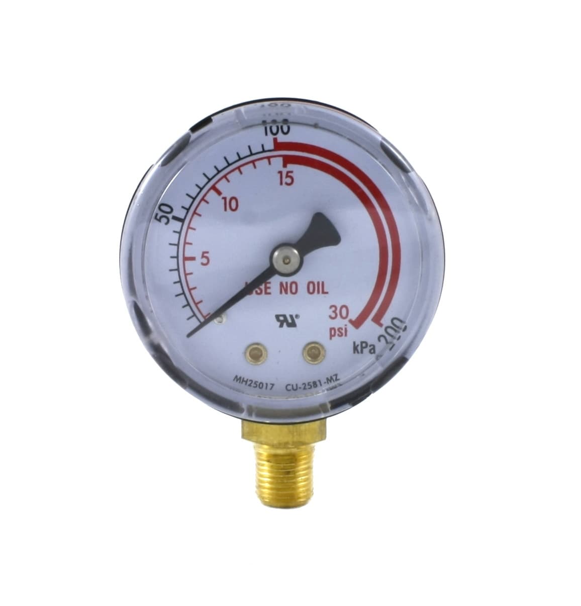 Low Pressure Gauge for Acetylene Regulator 0-30 psi 2 inches - 1/8" NPT Thread