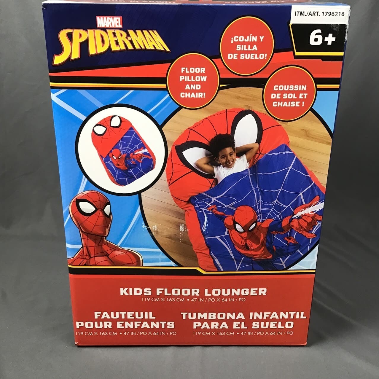 Spiderman Kids Oversized Floor Lounger & Nap Mat – Memory Foam Pillow Chair