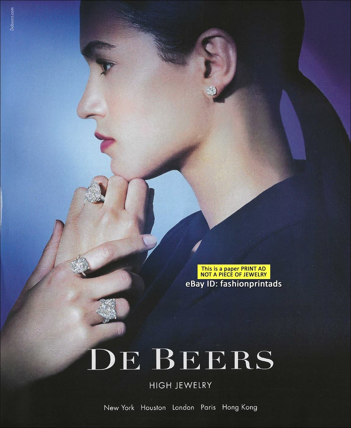 DE BEERS High Jewelry 1-PAGE PRINT AD Spring 2024 AUDE MANGHARAM pretty girl