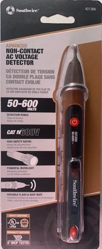 Southwire 40136N Advanced Non-Contact AC Voltage Detector 50-600v CAT IV 600V