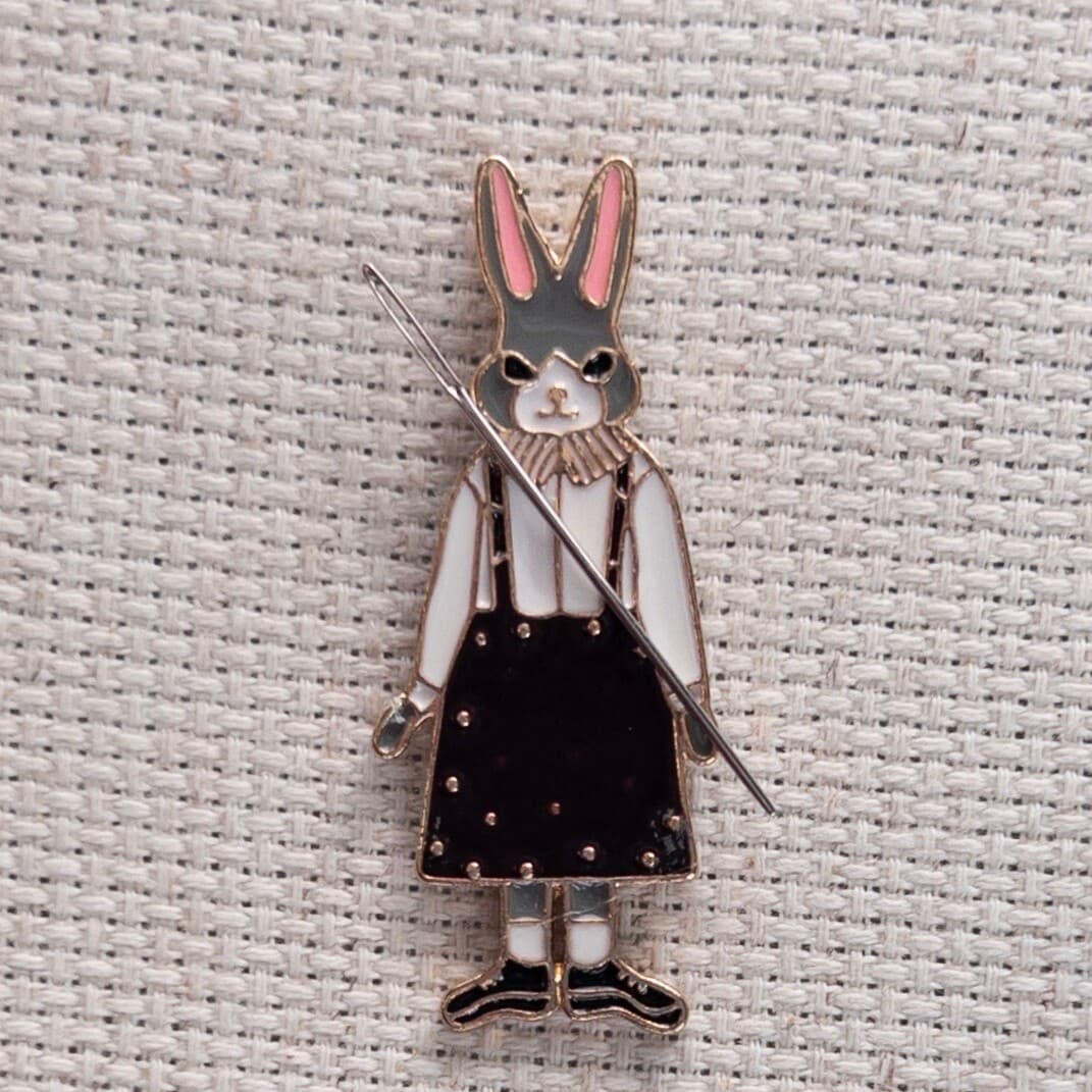 Lady Rabbit Enamel Needle Minder, Fridge Magnet, Magnetic Lapel Pin