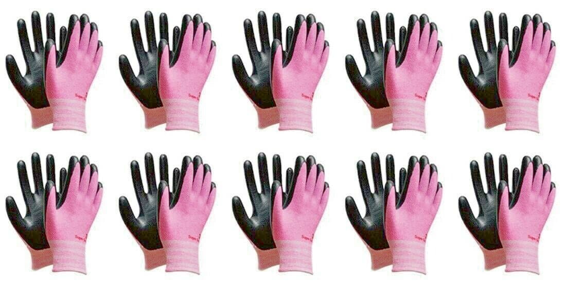3M Nitrile Foam Coated Work Gloves 10 Pairs TouchScreen Breathable Reusable Pink