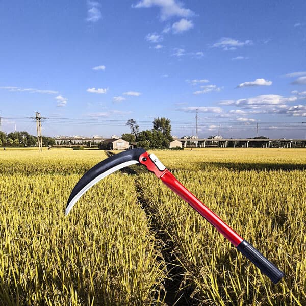 16" Foldable Scythe Sickle Steel Mowing Knife Grass Weed Cutter Yard Tending