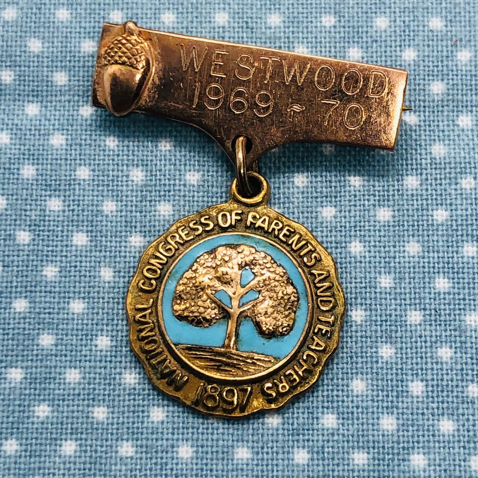 Vtg 1969 Gold Filled National Congress of Parents & Teachers Medal Pin, Westwood