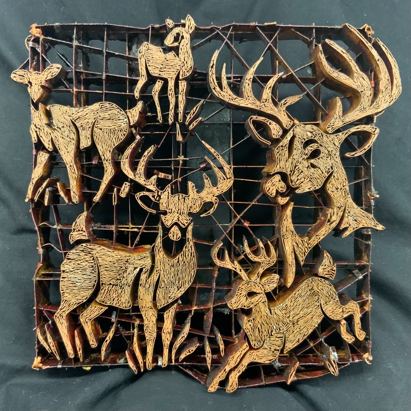 Copper Tjap Cap Chop Stamp Block Artisan Batik Deer 8.5" x 8.5" Handmade