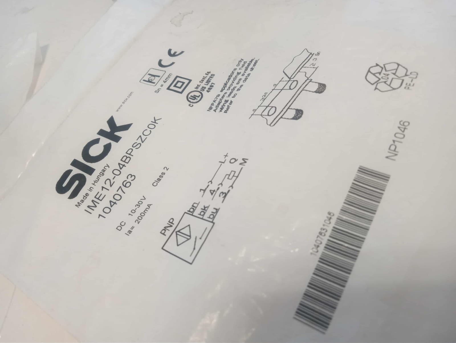 SICK 1040763 SENSOR PROX INDUCTIVE 4MM CYLIND IME12-04BPSZC0K Dia-Ø 12 mm,SR-4mm