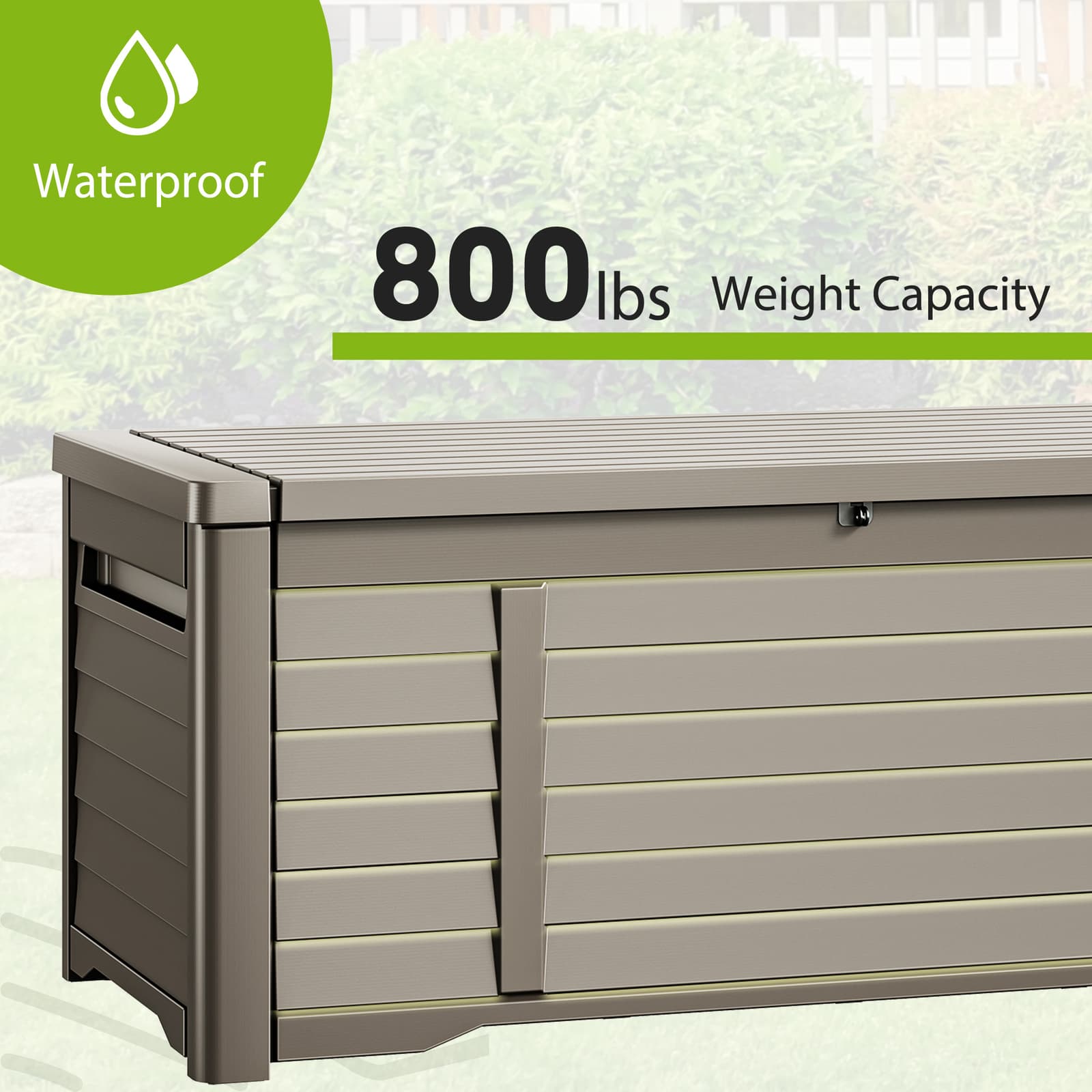 120 Gallon Outdoor Storage Box Large Resin Lockable Deck Box with Louver Design