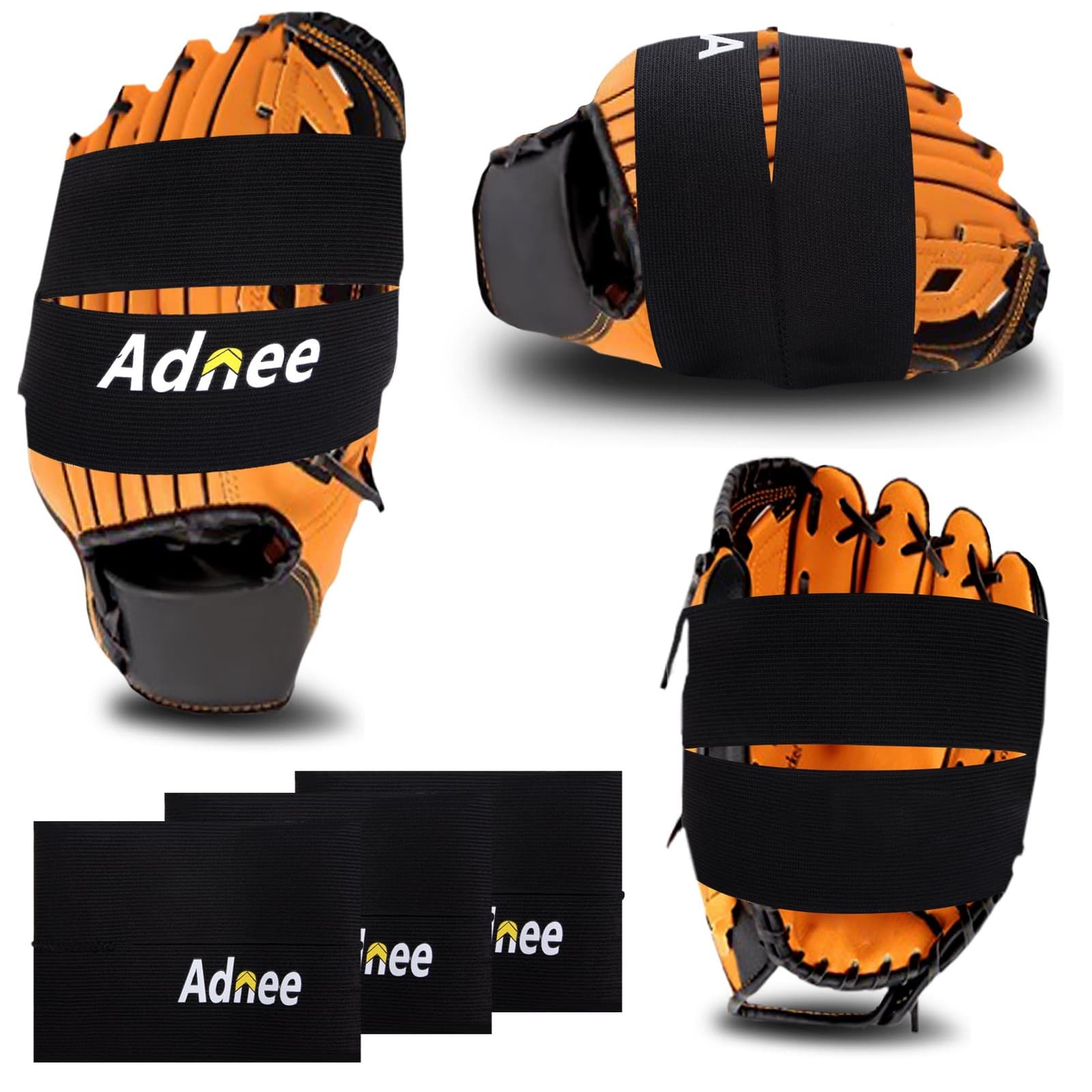 Adnee 3 Pack Glove Wrap - Softball and Baseball Glove Strap - Baseball Glove ...