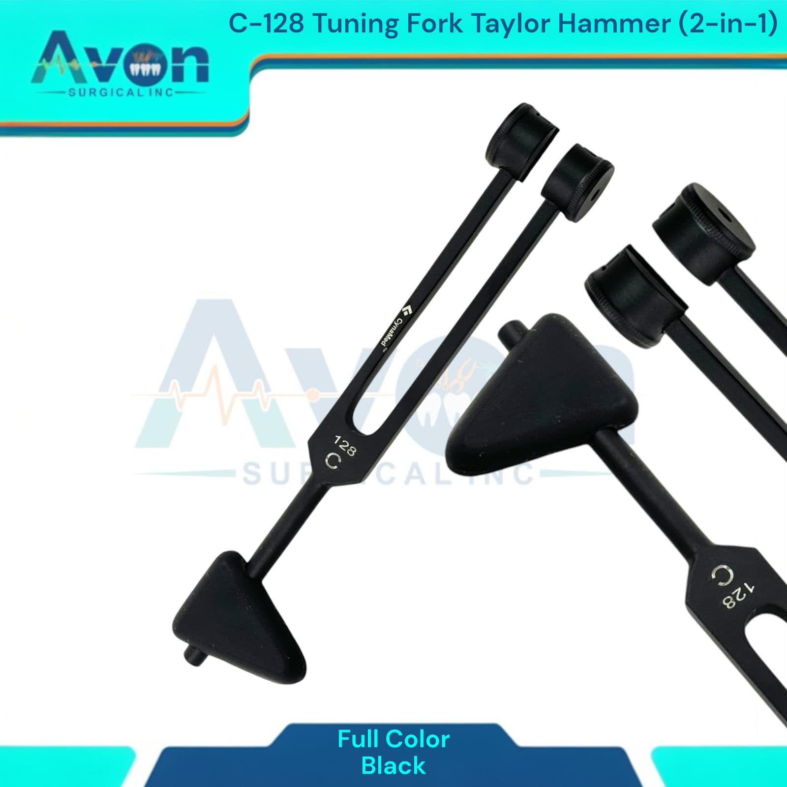 Neuro Reflex Testing Diagnostics Tuning Fork Percussion Hammer Combo 2-in-1