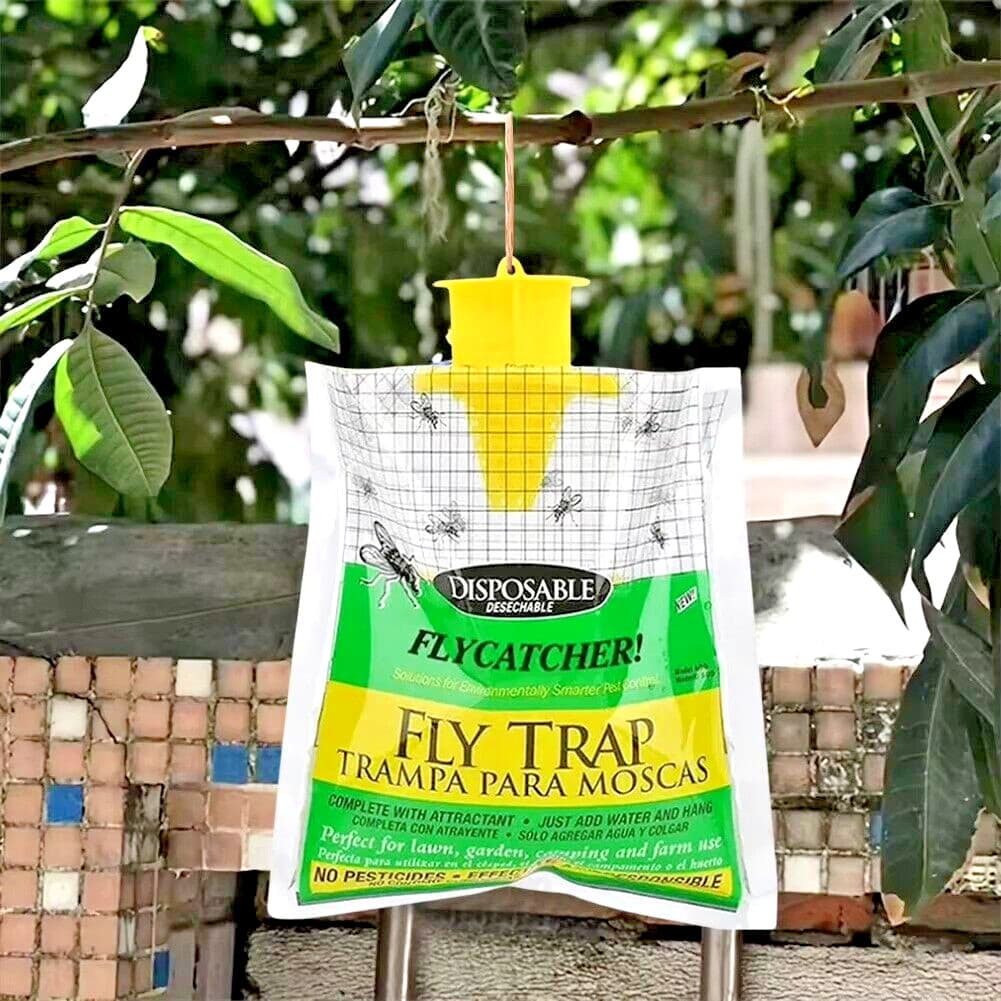10 Pack Outdoor Fly Traps, Disposable Non Toxic Hanging Catcher Killer Large Bag