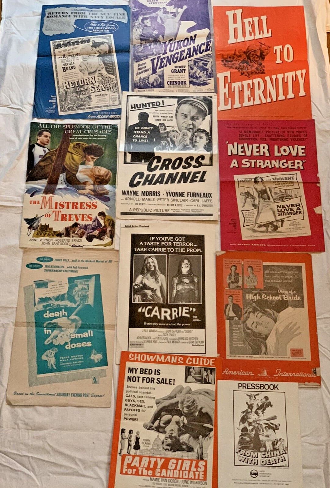 10 Horror B Movie Press Books Advertising 1950's to 1970's Carrie Uncut Rare Lot