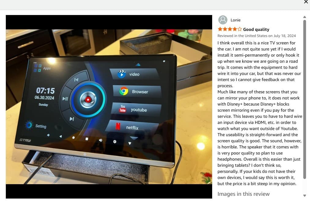 14 Inch 4G+64G Android 13 Car Headrest Video Player, Rear Seat Car TV with 4K