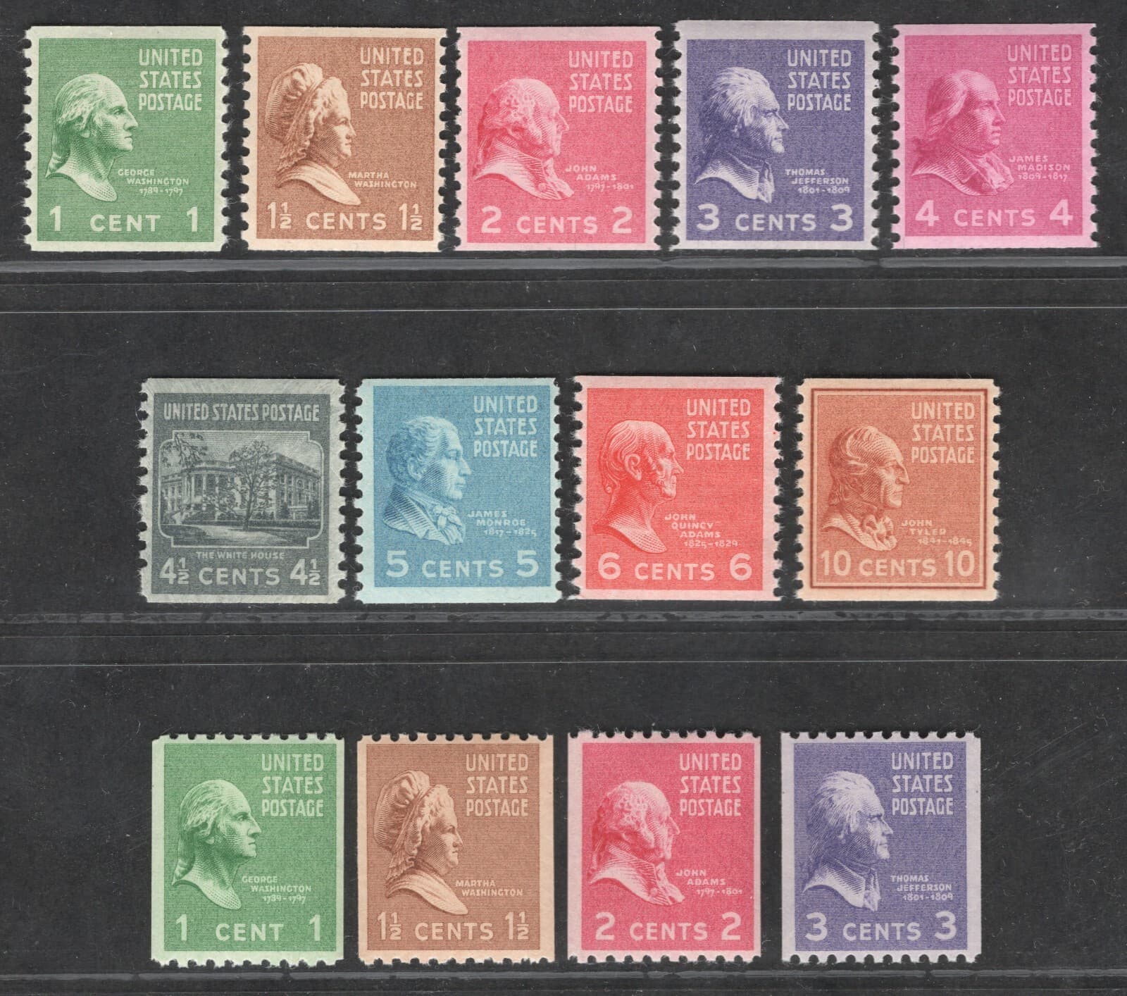 1939 US Presidential Prexie Coil 839-851 Budget Set of 13 MNH F/VF+ PO Fresh