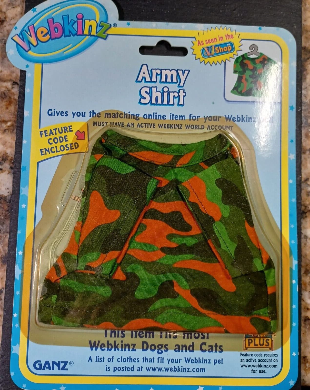 Webkinz Ganz - Army Shirt - FITS MOST DOG OR CAT - BRAND NEW - SEALED - BOX-29