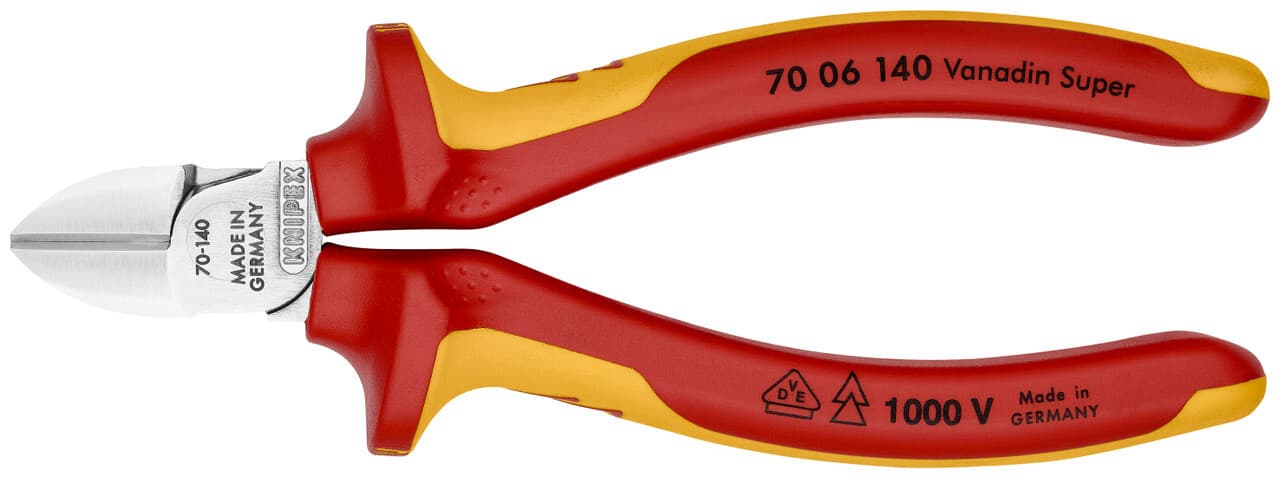 Knipex 70 06 140, 5 1/2" Diagonal Cutters-1000V Insulated
