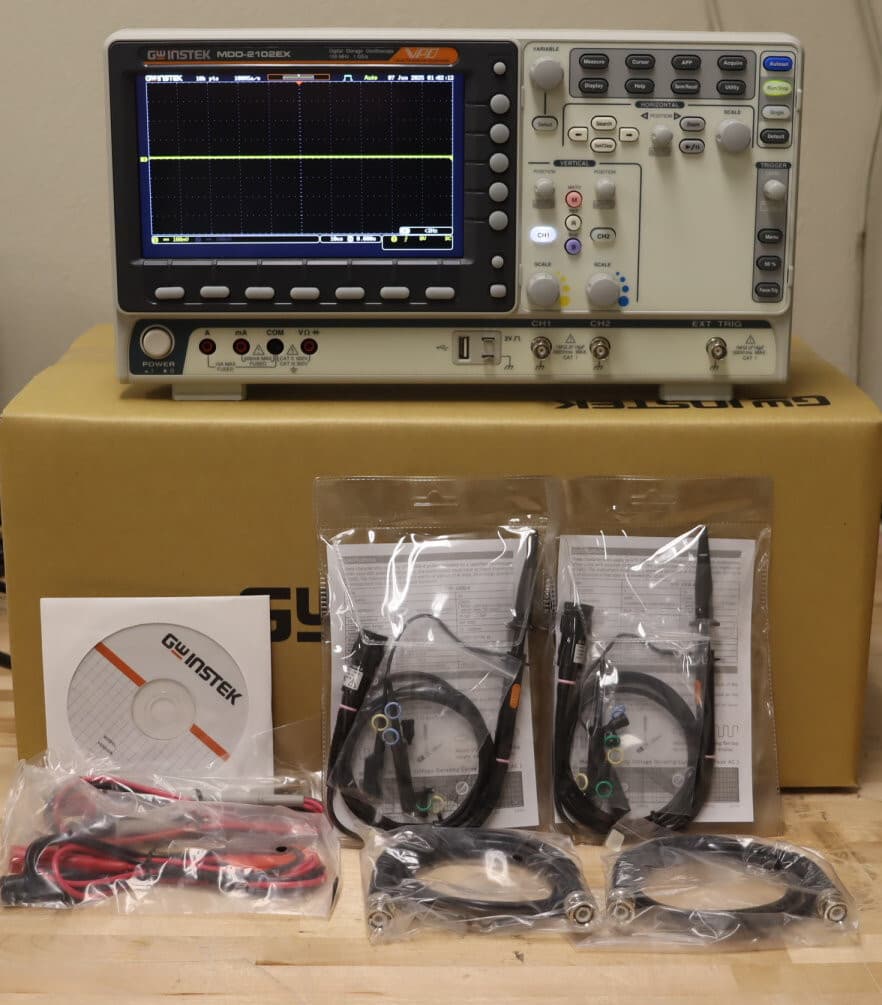 GW Instek MDO-2102EX Multi-Function Oscilloscope 100MHz 2Ch w/SpecAn DMM AWG NEW
