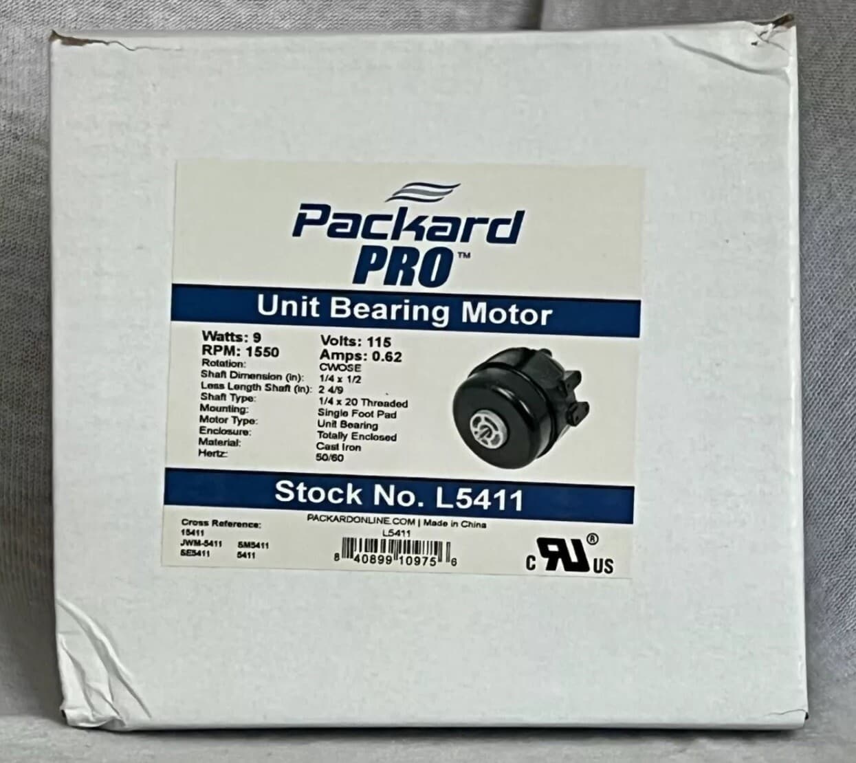 Packard PRO L5411 Unit Bearing Motor 9-Watts, 1550-RPM, 115-Volts, 0.62-Amps