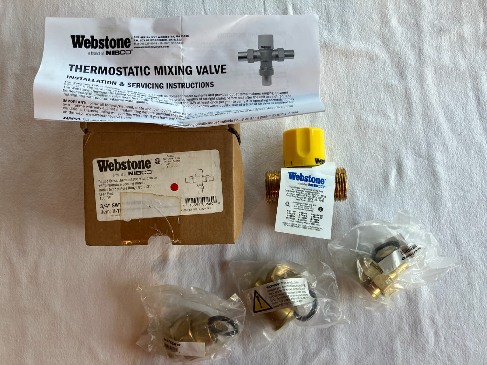 Webstone Nibco H-75103W 3/4” Forged Brass Thermostatic Mixing Valve