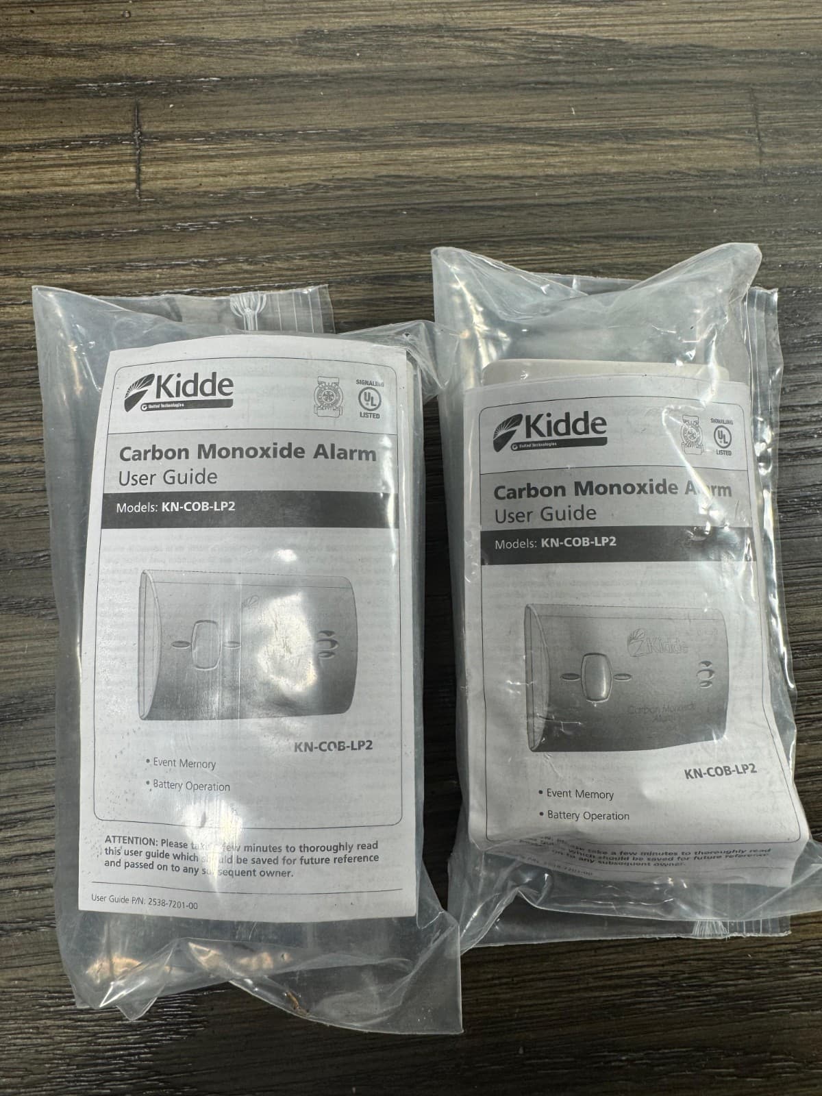 Set of Two Kidde KN-COB-LP2 Carbon Monoxide CO Detector Alarm Battery Operated