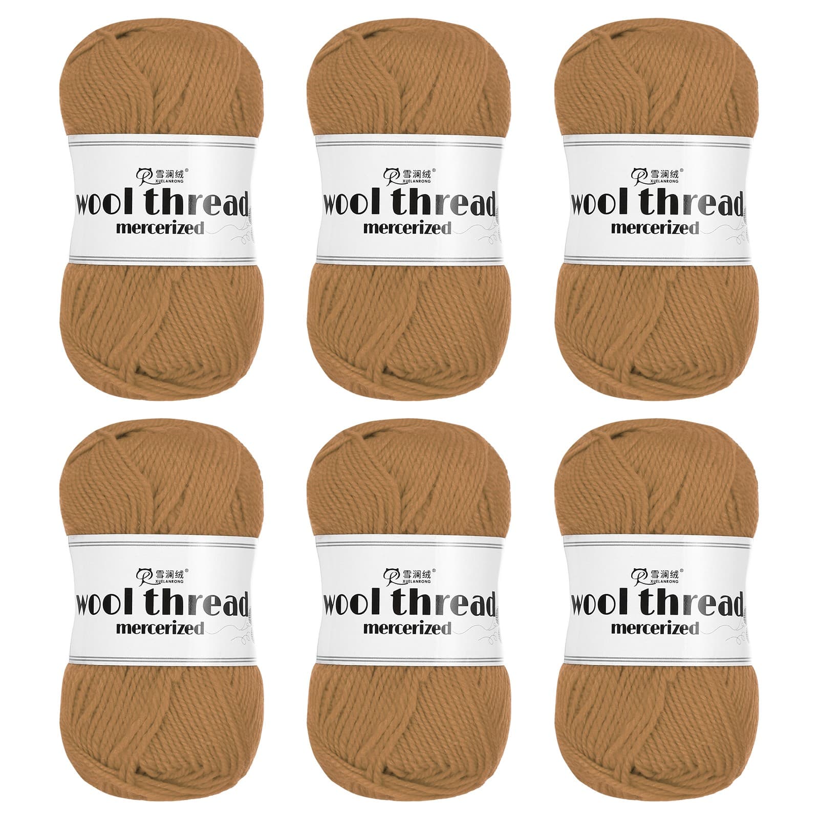 100% Wool Yarn,6 Skeins of 300g/10.58oz(Per Skein 50g/109yards)/Coffee