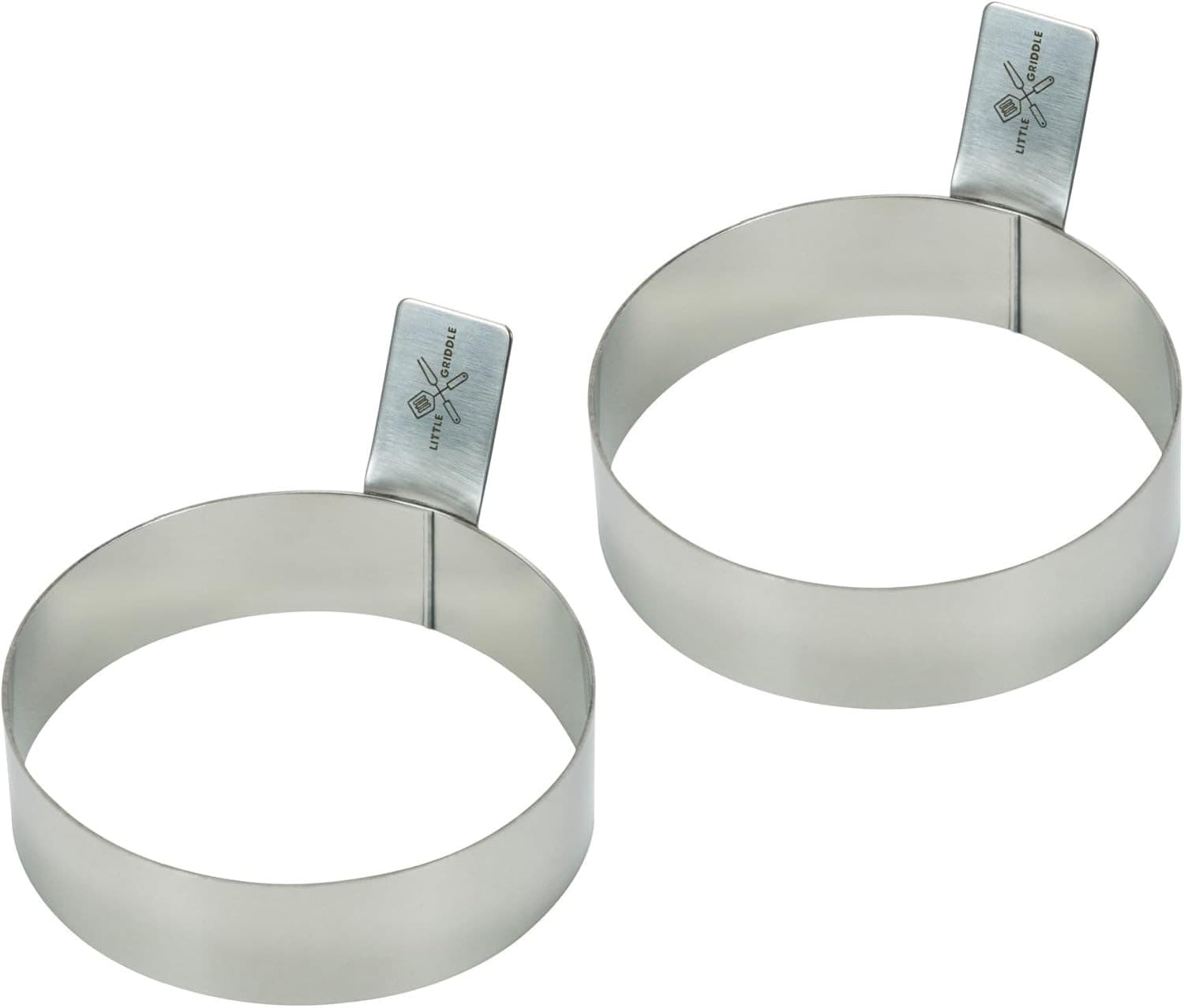 LITTLE GRIDDLE - Egg Rings, Stainless Steel Construction with Built-in Silver