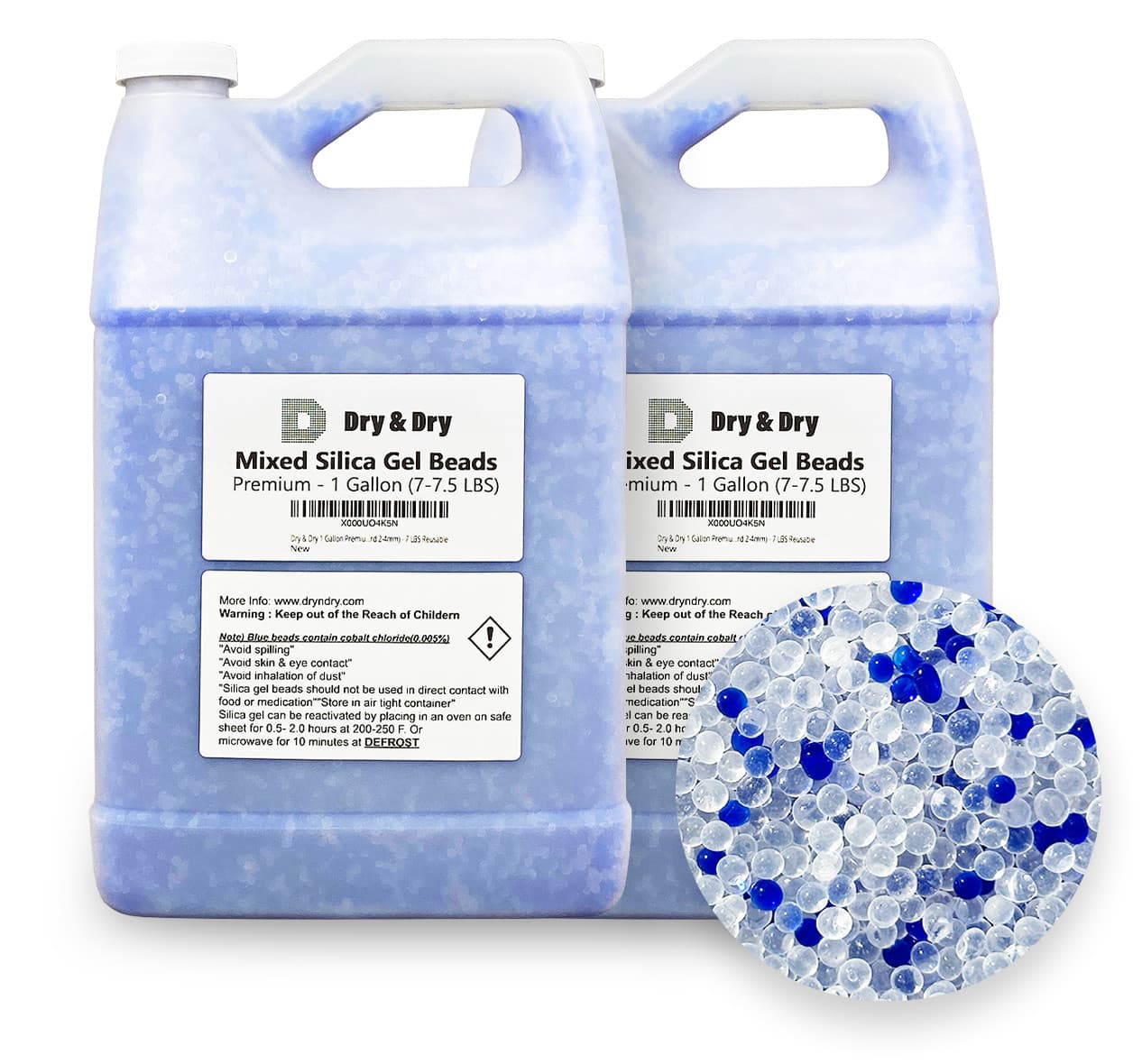 2 Gallon (14 LBS) "Dry & Dry" High Quality Mixed Silica Gel Desiccant Beads