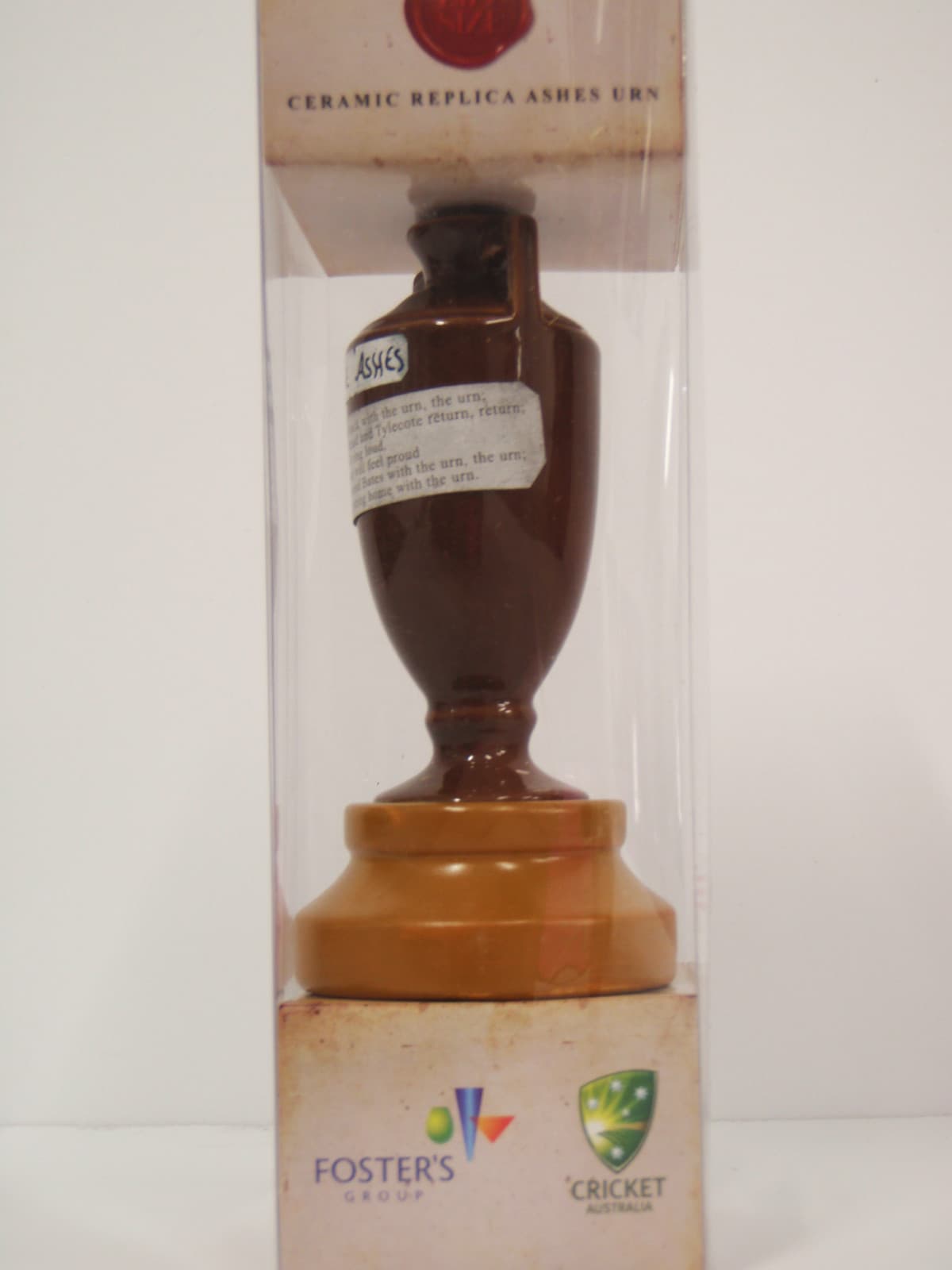 THE ASHES CRICKET URN, EXACT REPLICA AND OFFICIAL MERCHANDISE OF CRICKET AUS