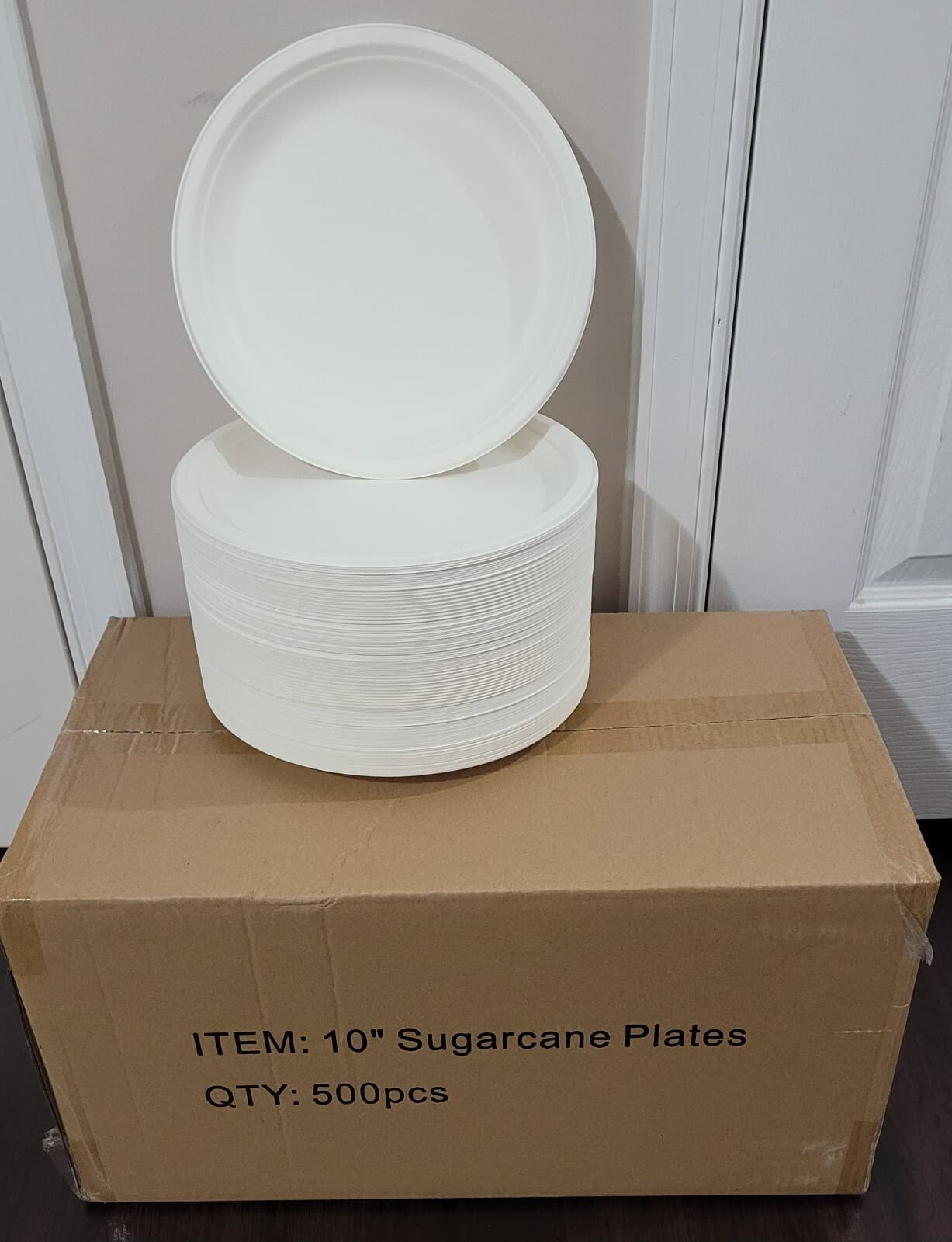 10" Round 500pcs Compostable Natural Sugarcane Biodegradable Plate Microwavable